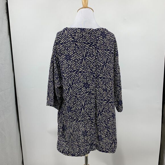 Soft Surroundings Blouse Womens M Medium Monaco Blue Button Up Back Tunic Top - Picture 5 of 12